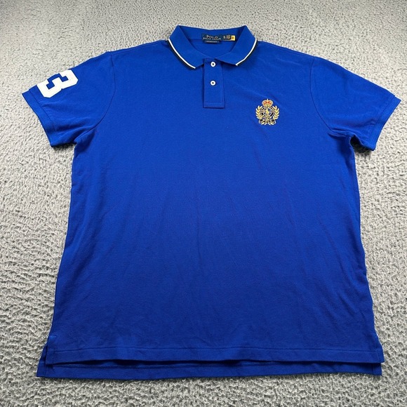 Polo Ralph Lauren Men's Polo Shirt Blue XL Custom Slim Fit 1967 Horse Crest